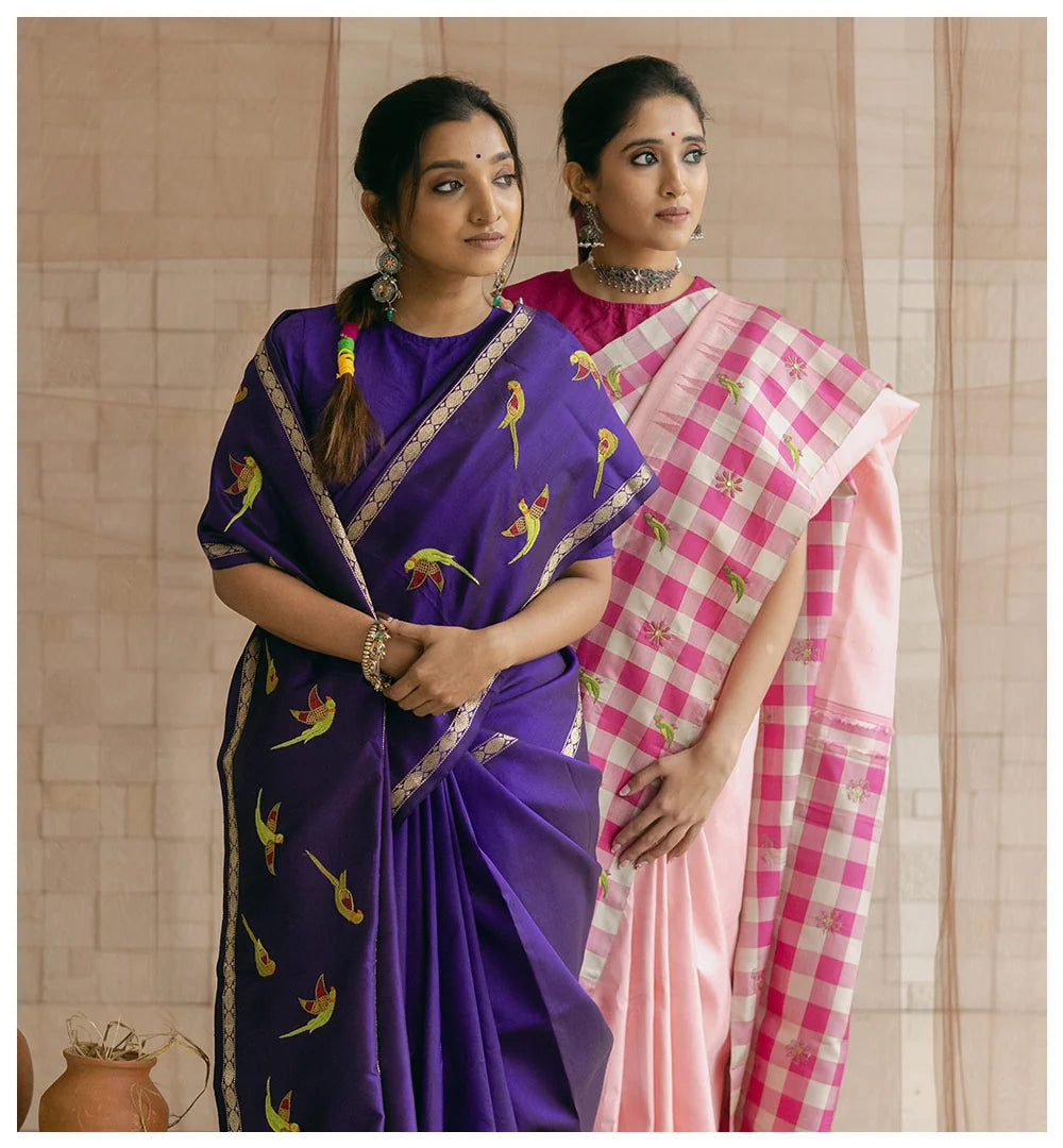 Kutch Meets Kanchivaram: Ahir Embroidery on Silk