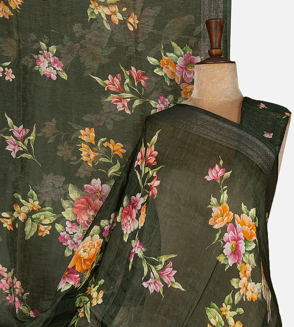 Green Linen Saree