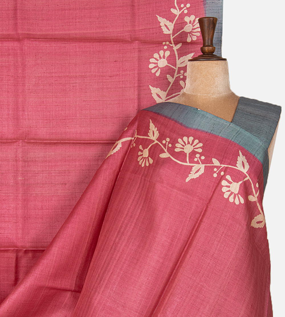 Pink Tussar Saree