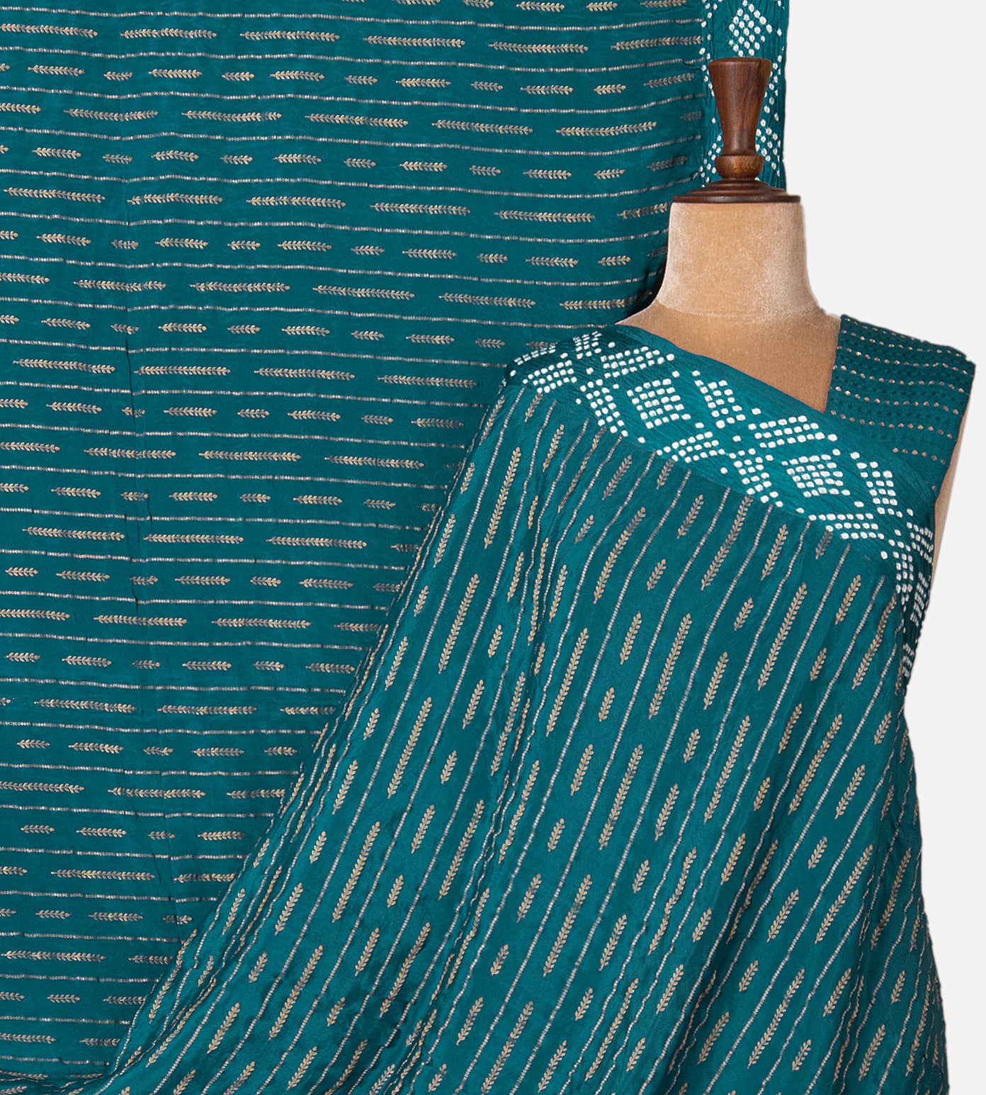 Blue Bandhani Mysore Crepe Saree