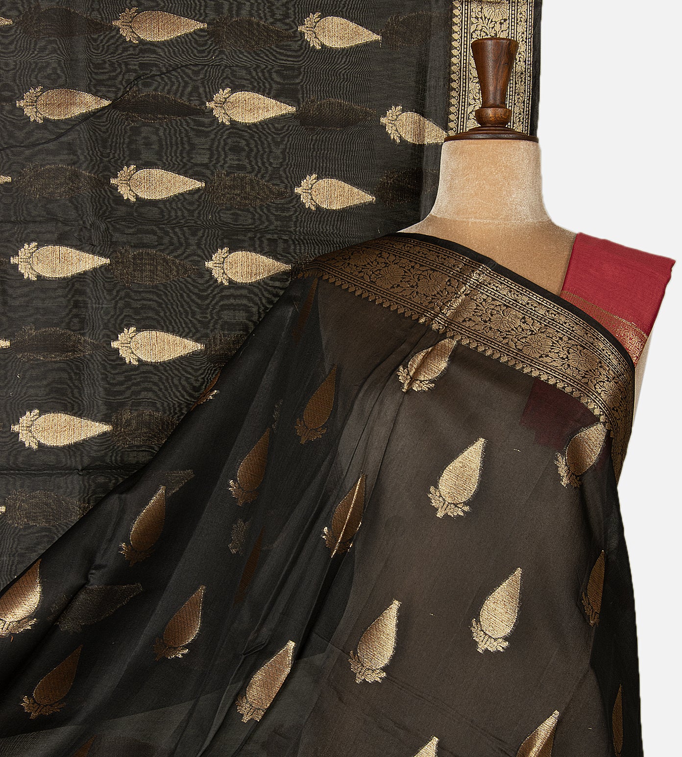 Black Chanderi Cotton Saree