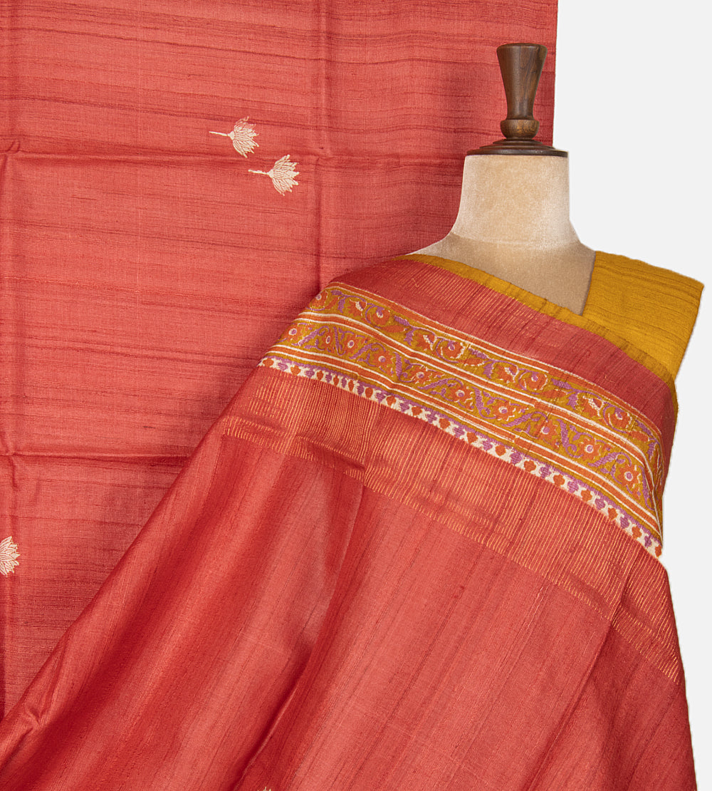 Red Tussar Saree