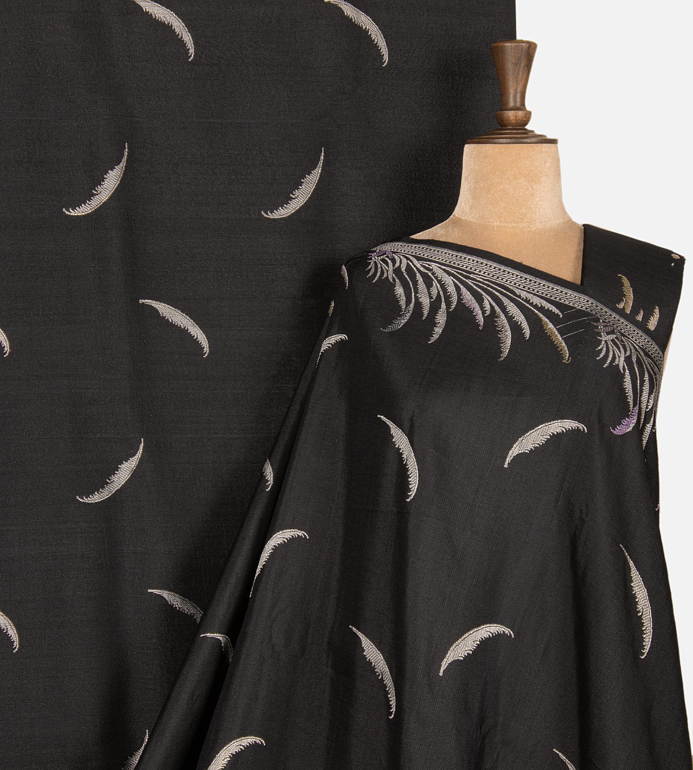 Black Tussar Georgette Saree