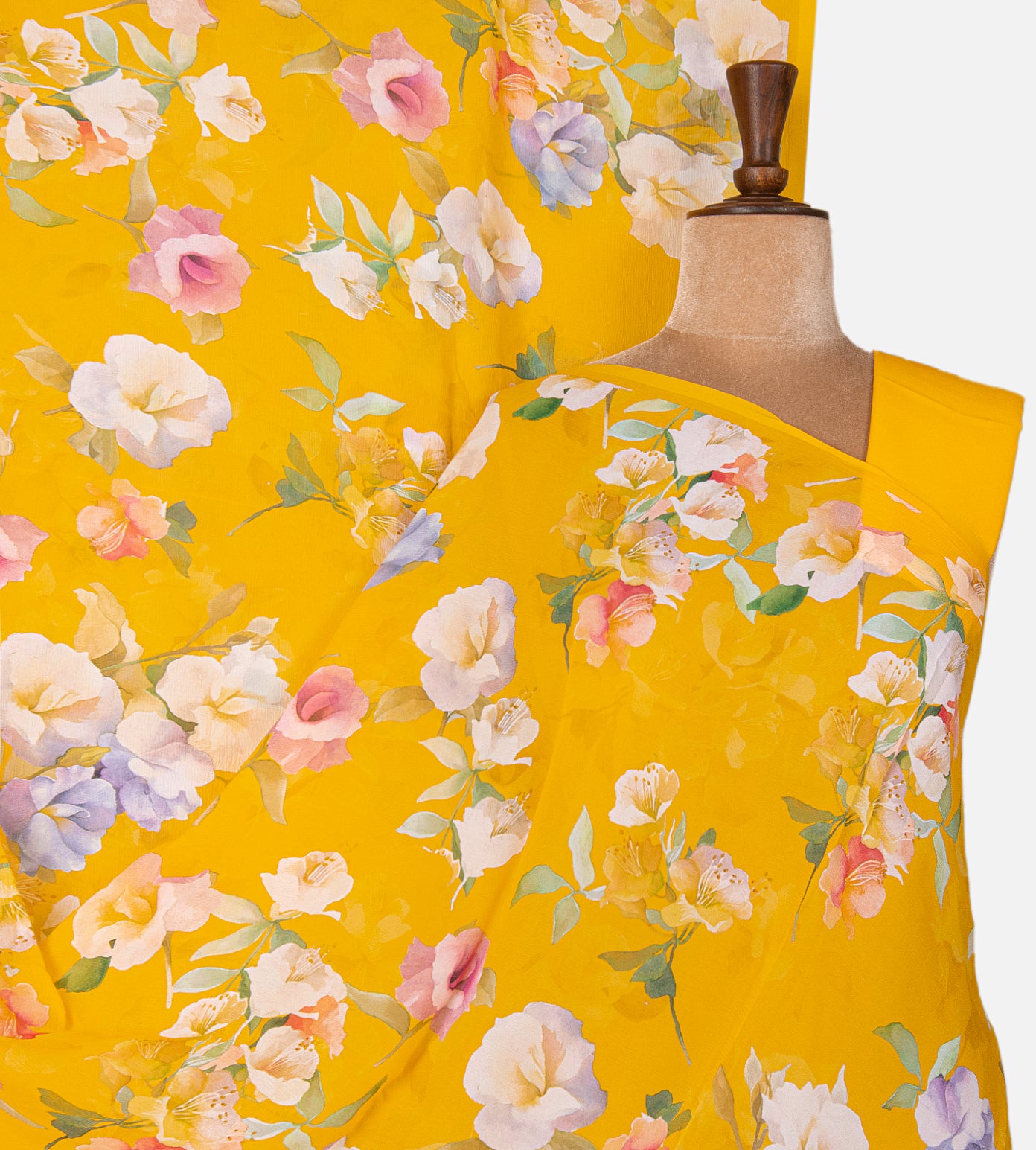 Yellow Chiffon Saree