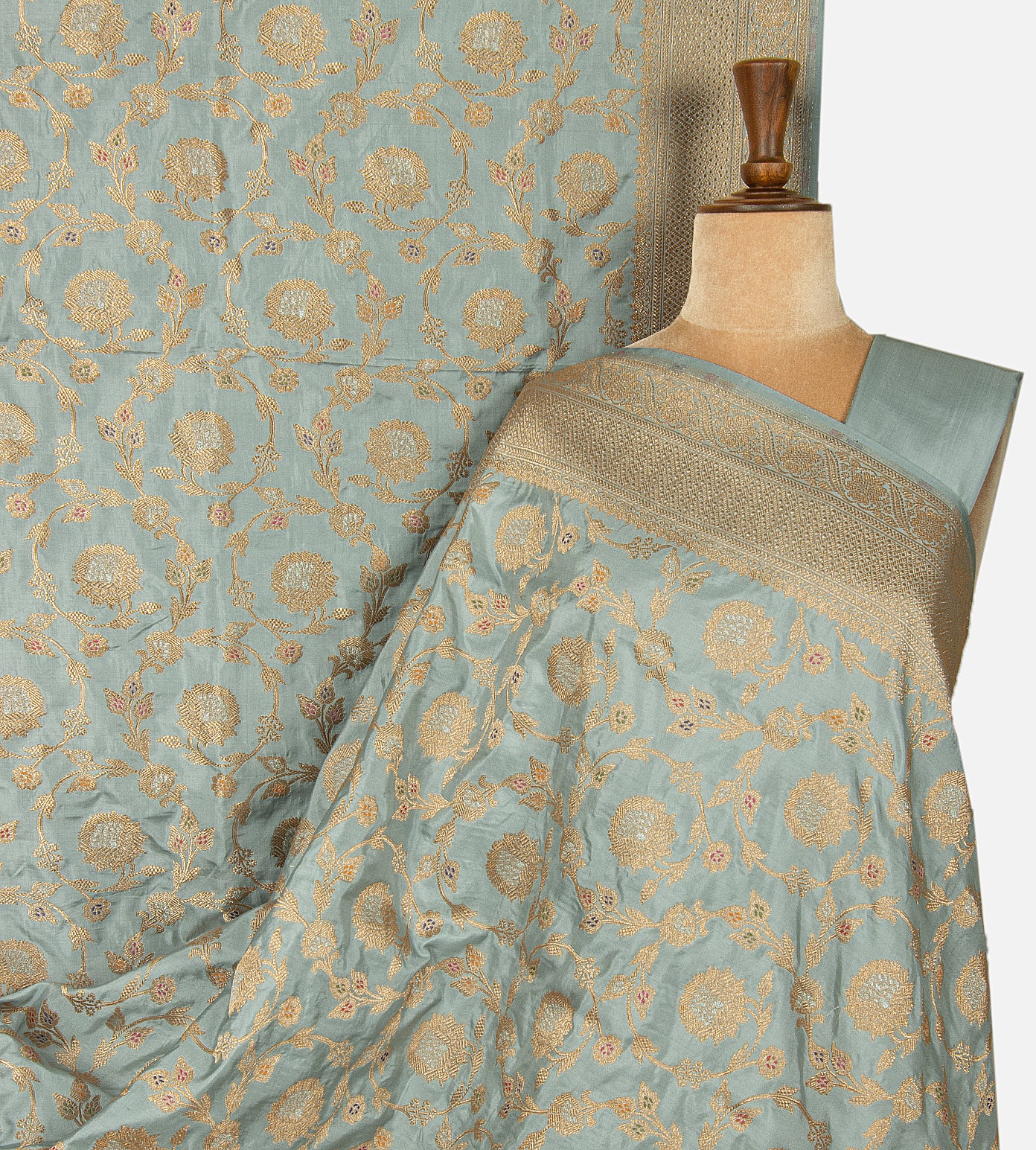 Powder Blue Banarasi Silk Saree