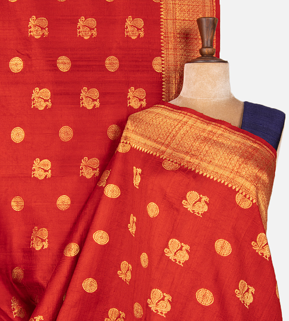 Red Banarasi Tussar Saree