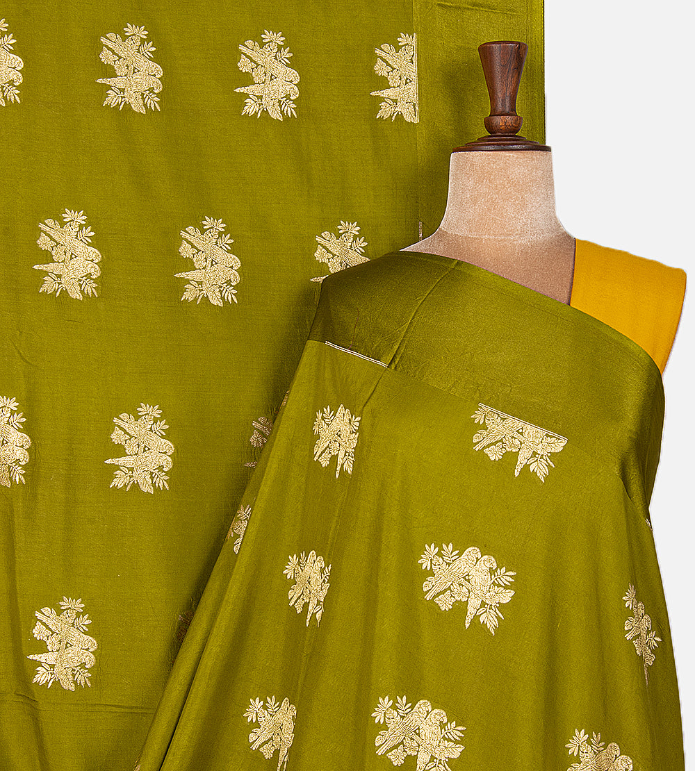 Green Banarasi Tussar Georgette Saree