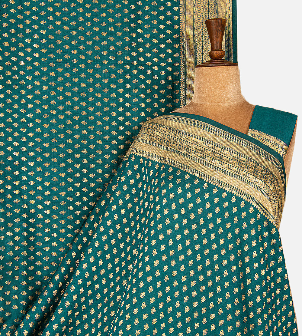Deep Teal Banarasi Tussar Saree