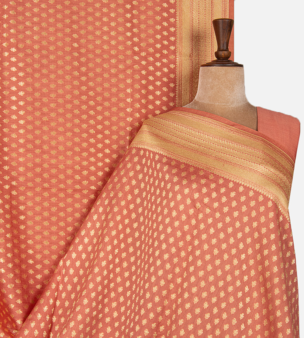 Peach Banarasi Tussar Saree