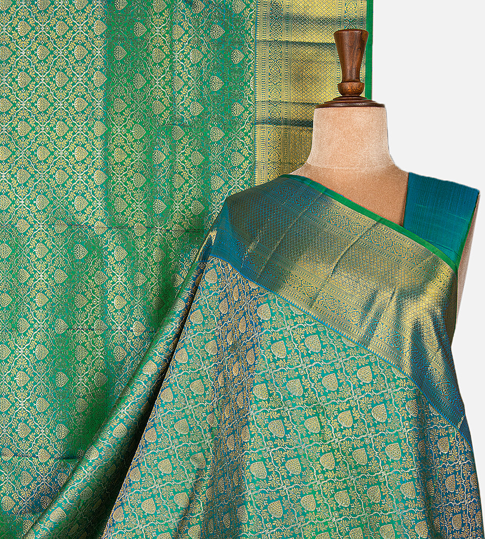 Peacock Green Kanchipuram Silk Saree