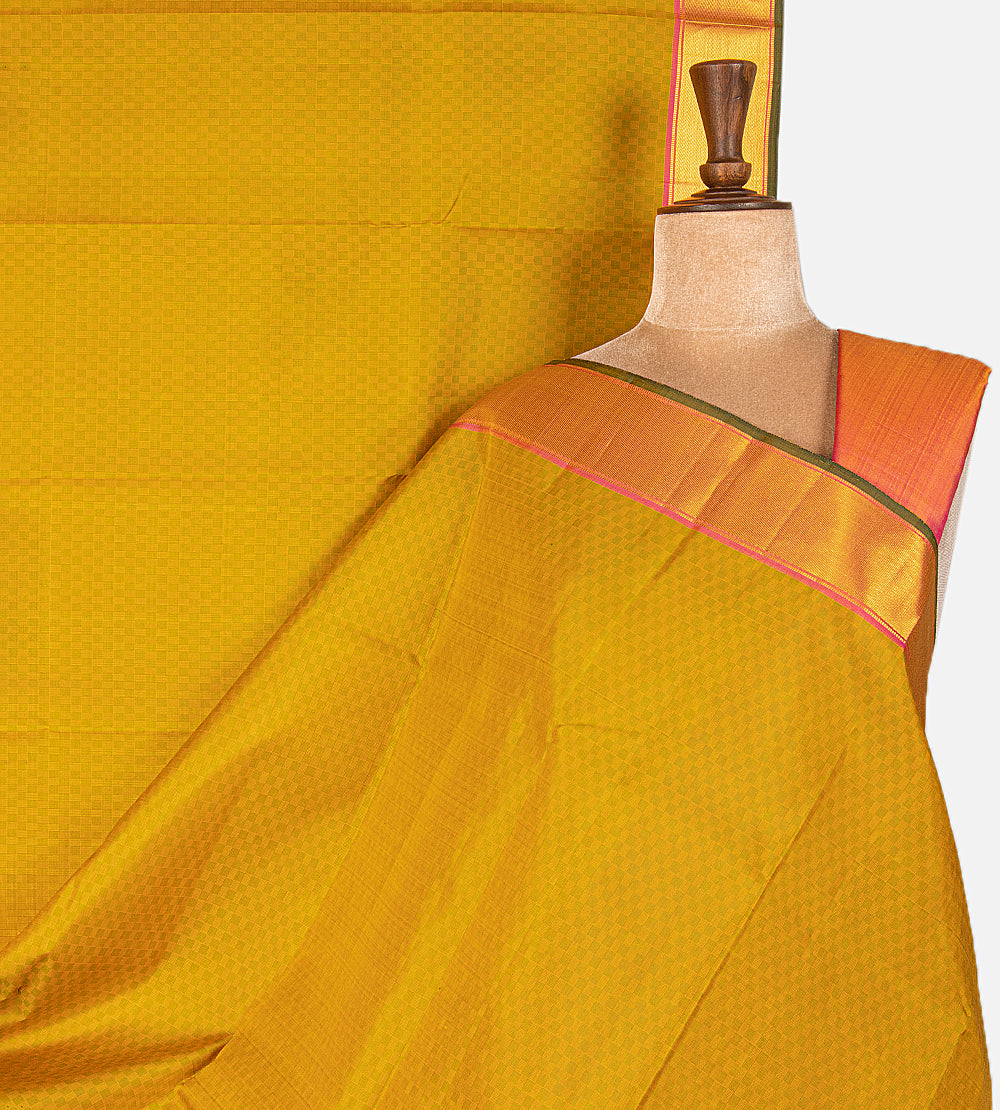 Yellow and Green Kanchipuram Silk Saree