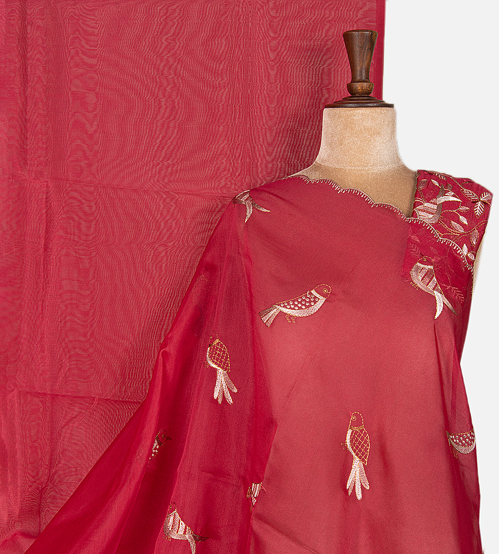 Red Semi Organza Saree