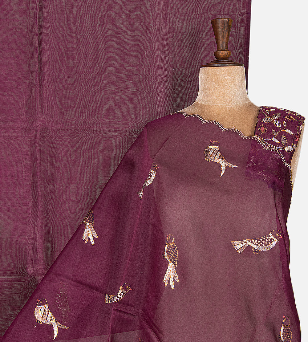 Purple Semi Organza Saree