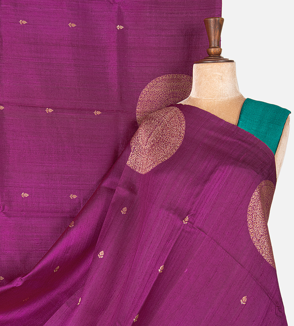 Purple Banarasi Tussar Saree