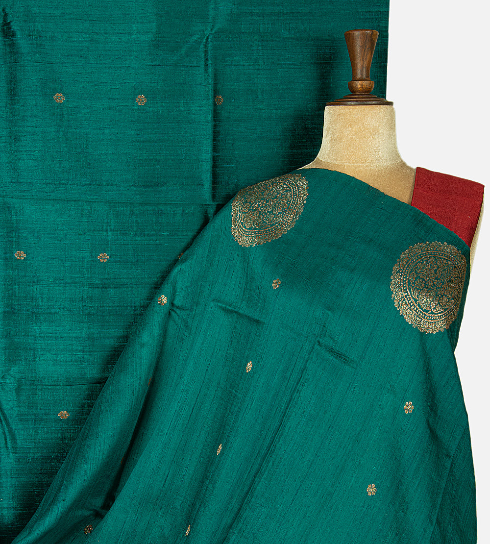 Deep Teal Banarasi Tussar Saree