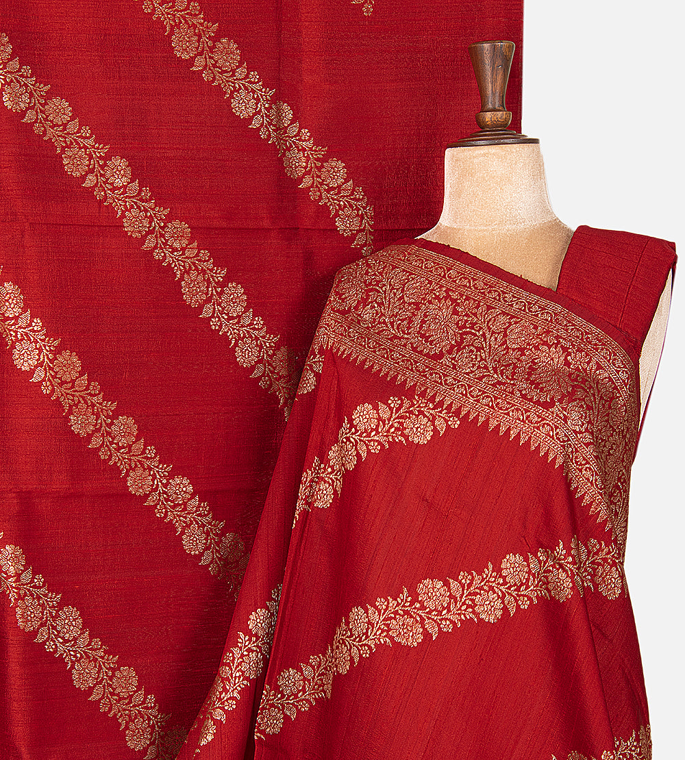 Red Banarasi Tussar Saree