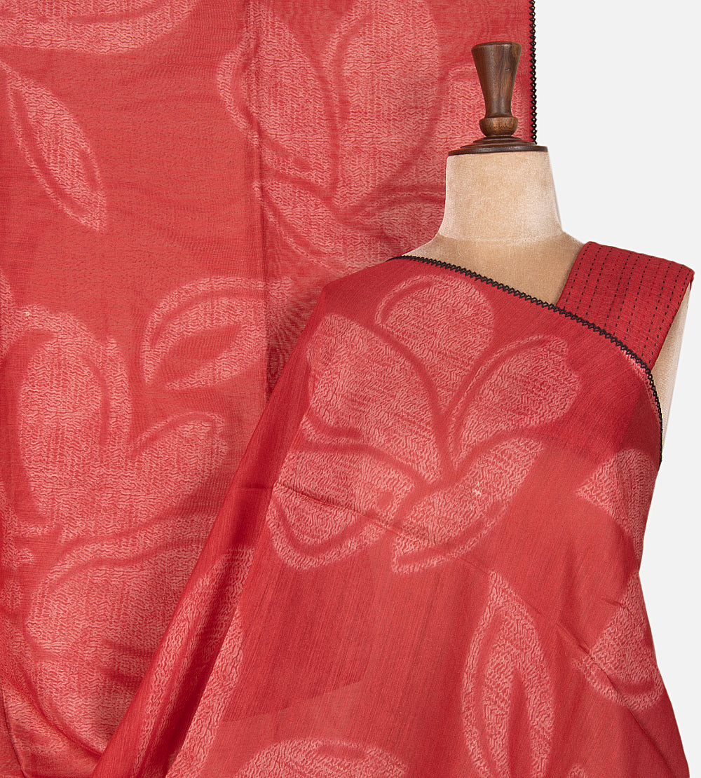 Red Moonga Tussar Saree