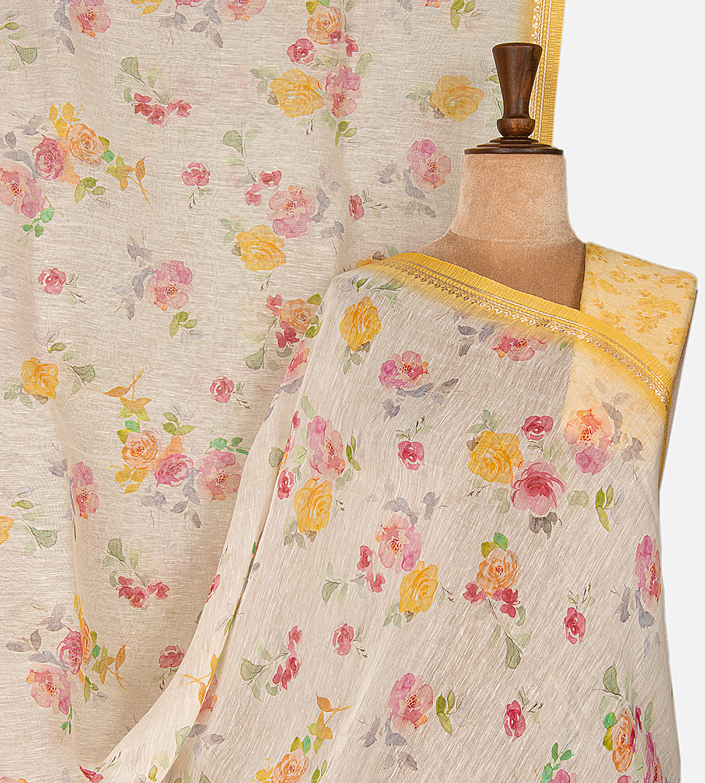 Off-White Linen Saree