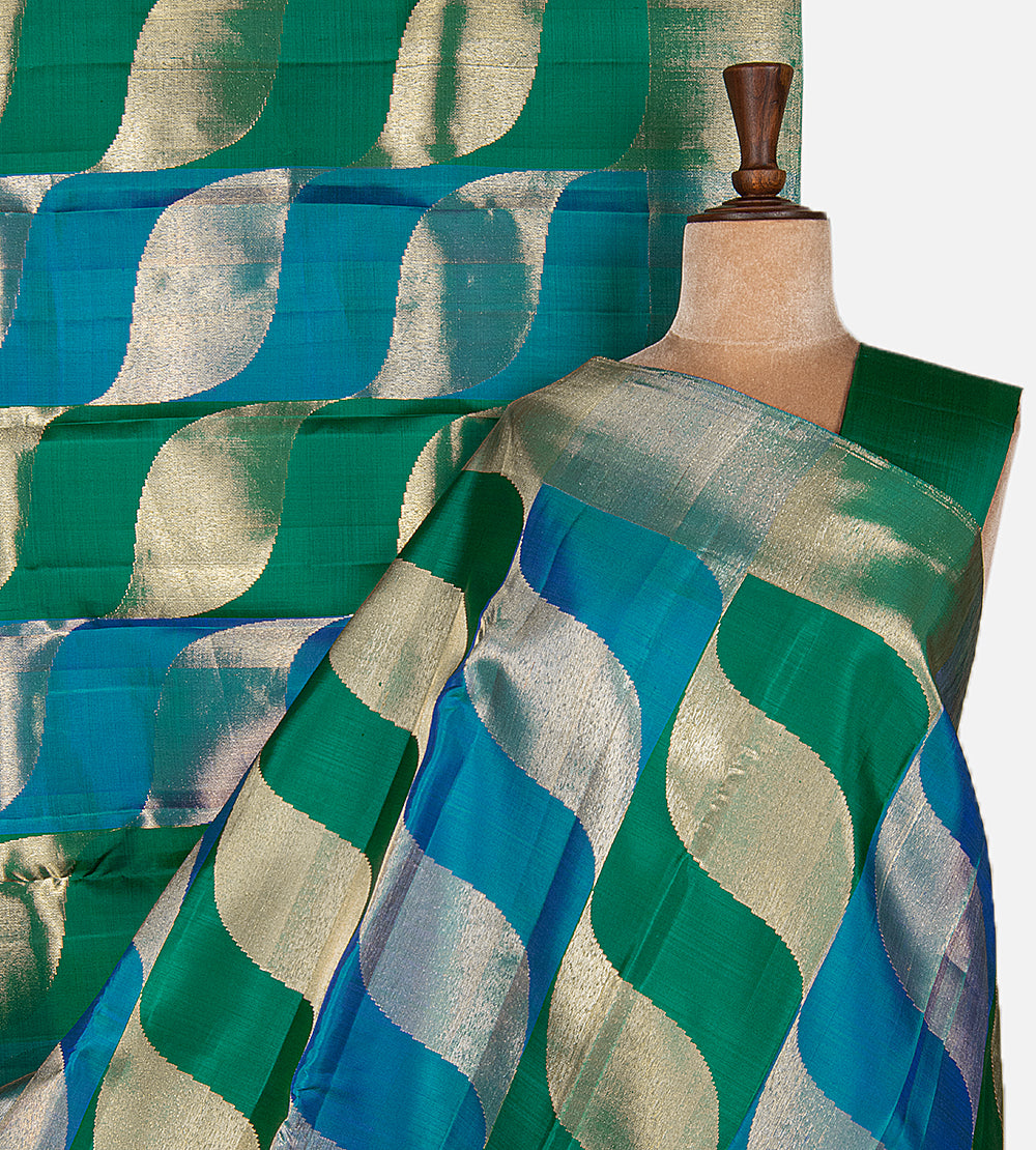 Peacock Blue Kanchipuram Silk Saree