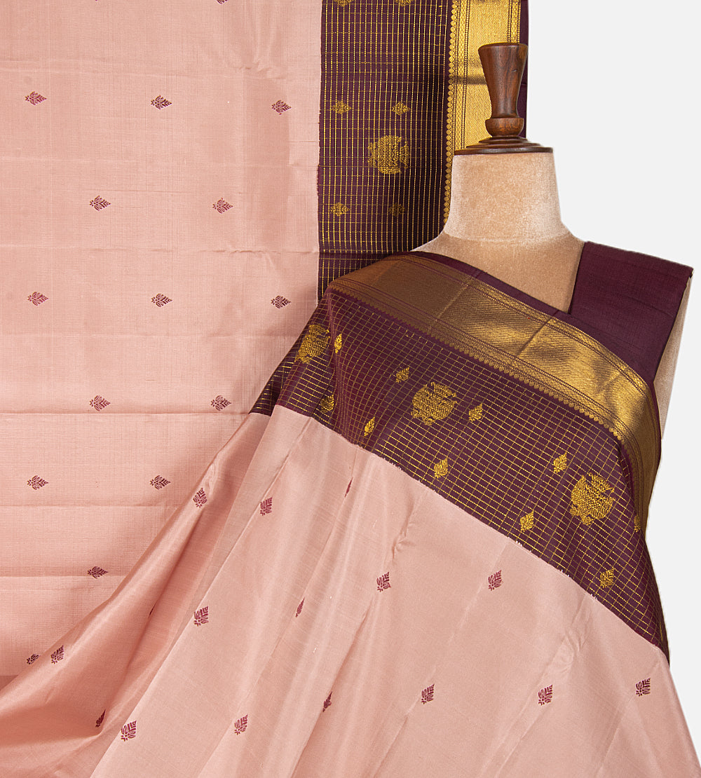 Light Peach Kanchipuram Silk Saree
