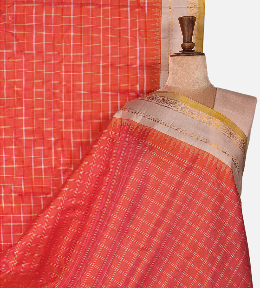 Coral Gadwal Silk Saree
