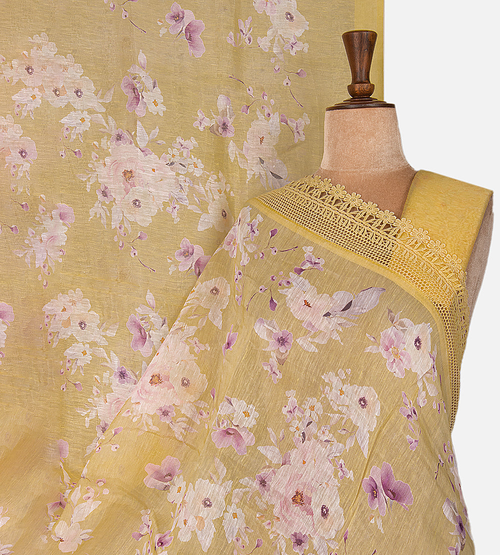 Yellow Linen Saree