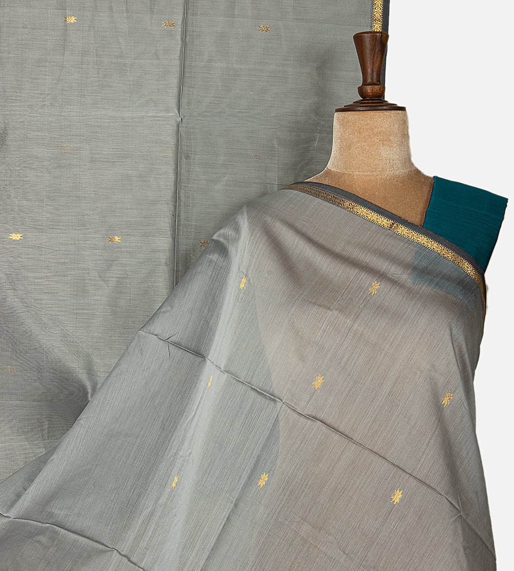 Grey Maheshwari Cotton Saree