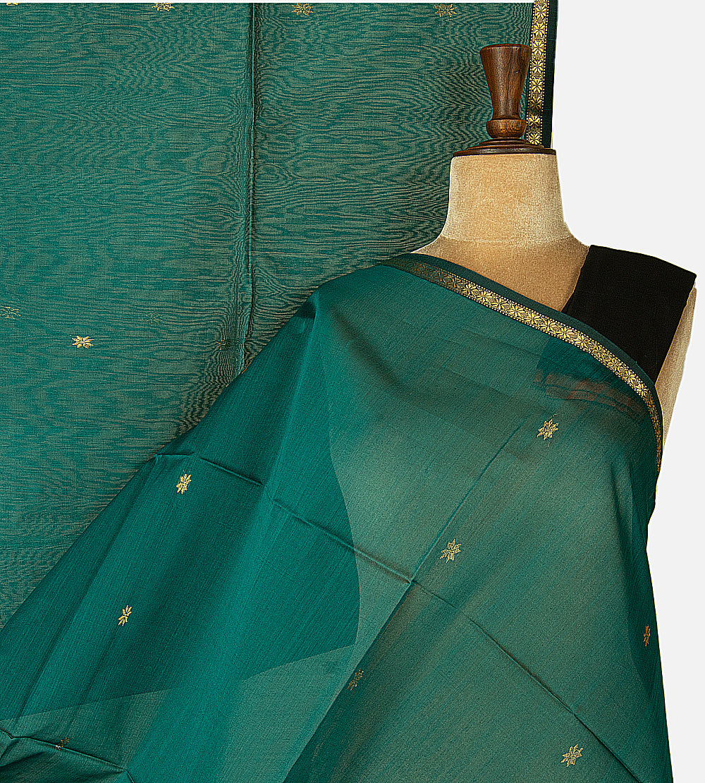 Deep Teal Maheshwari Cotton Saree
