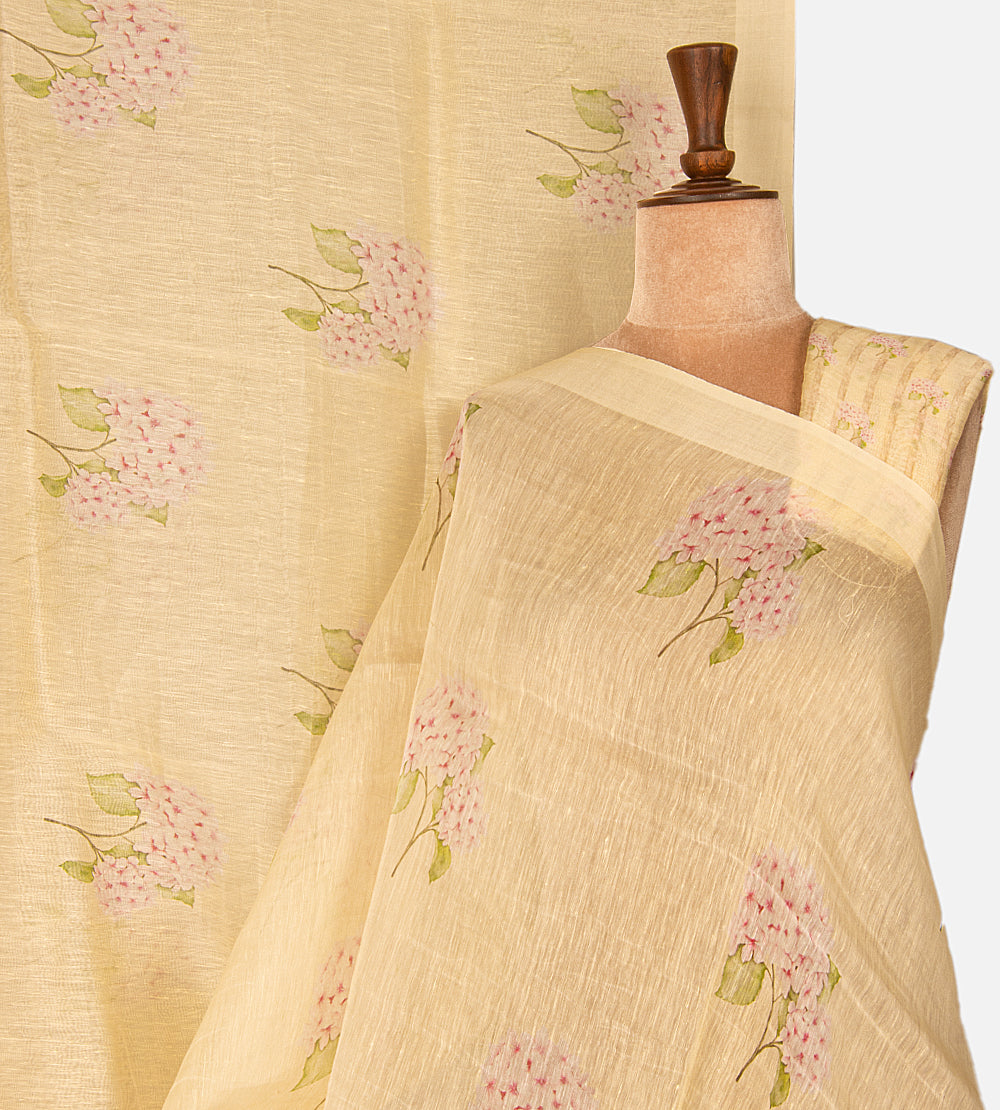 Yellow Linen Saree