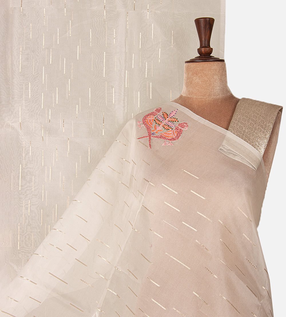 Off-White Organza Saree