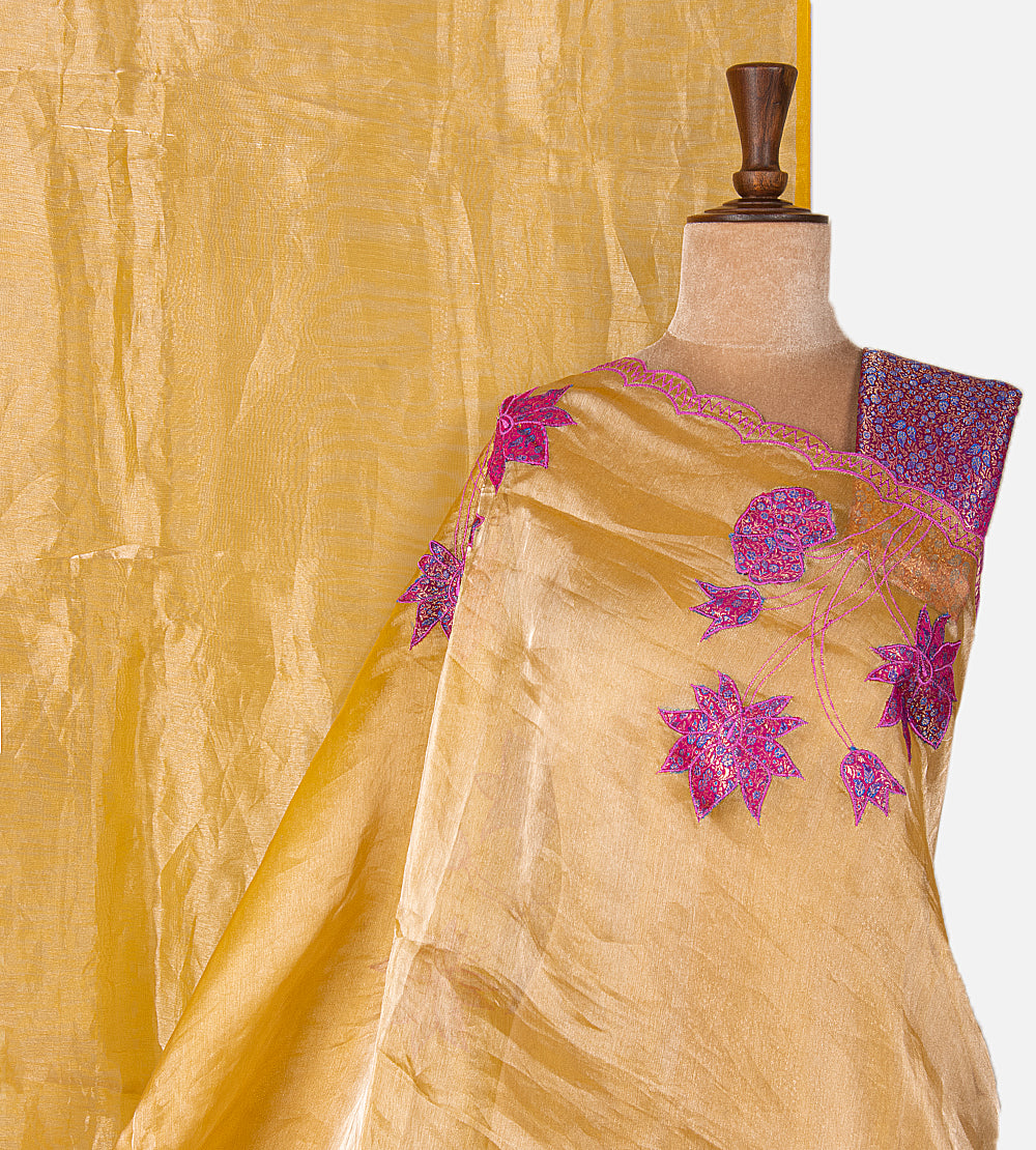 Yellow Tissue Organza Saree