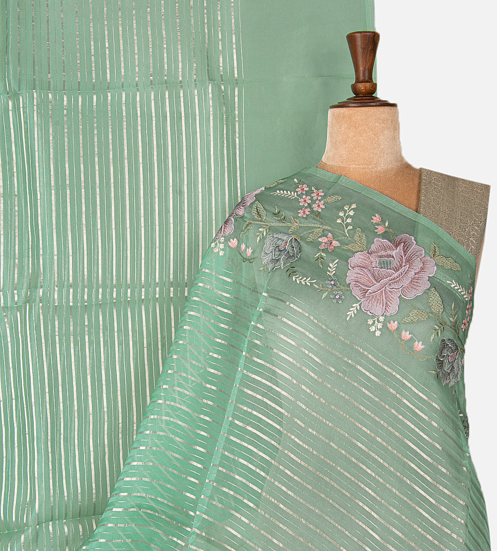 Blue Organza Saree
