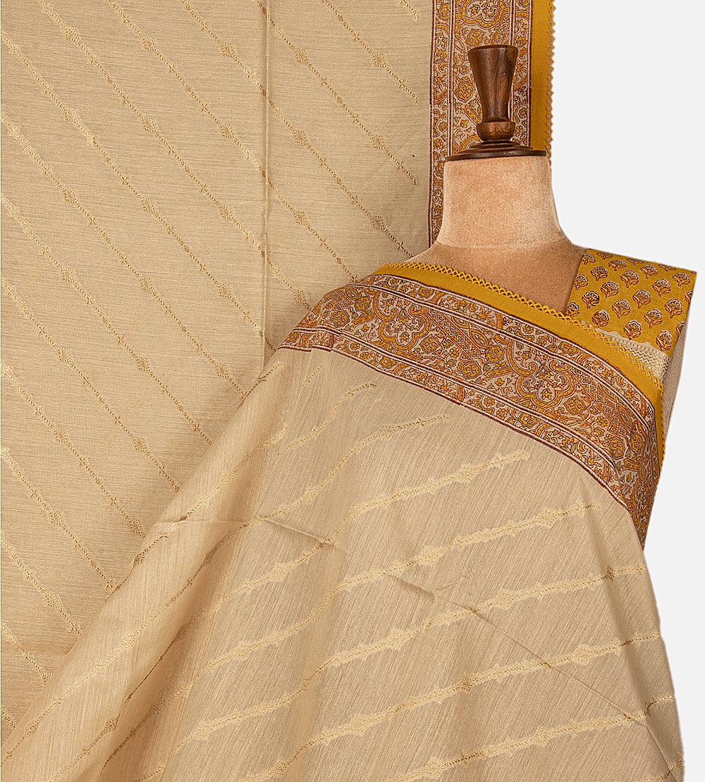 Beige Moonga Tussar Saree