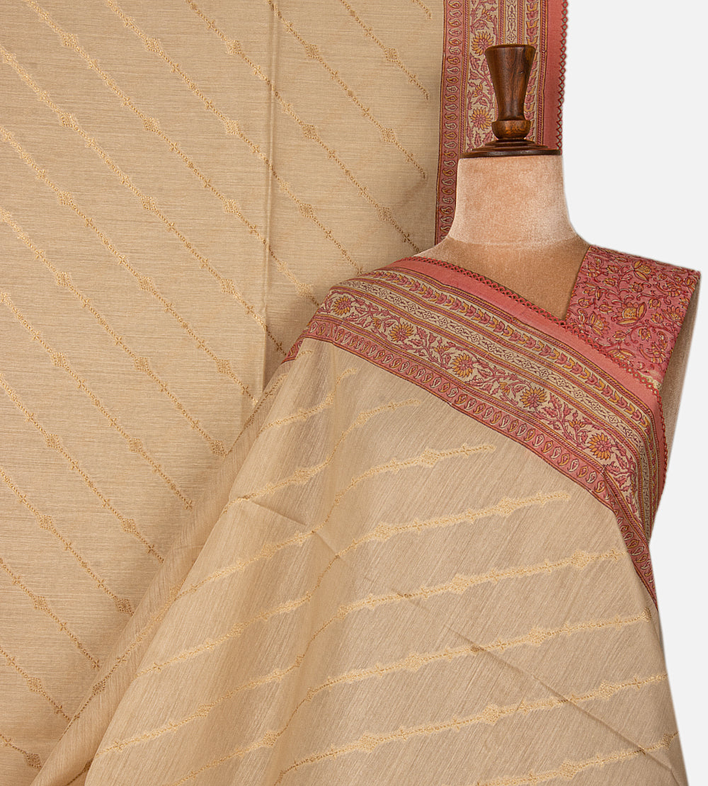 Beige Moonga Tussar Saree