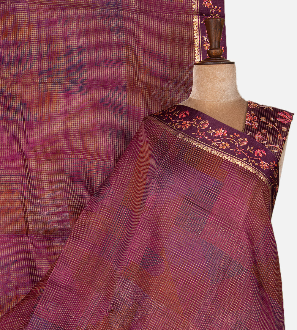 Purple Tussar Kota Saree