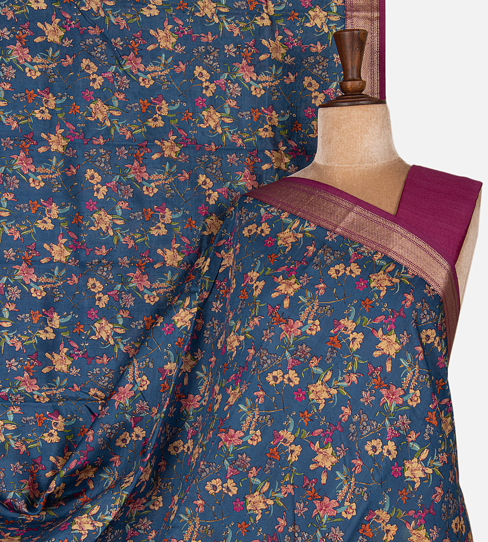 Blue Chaniya Silk Saree