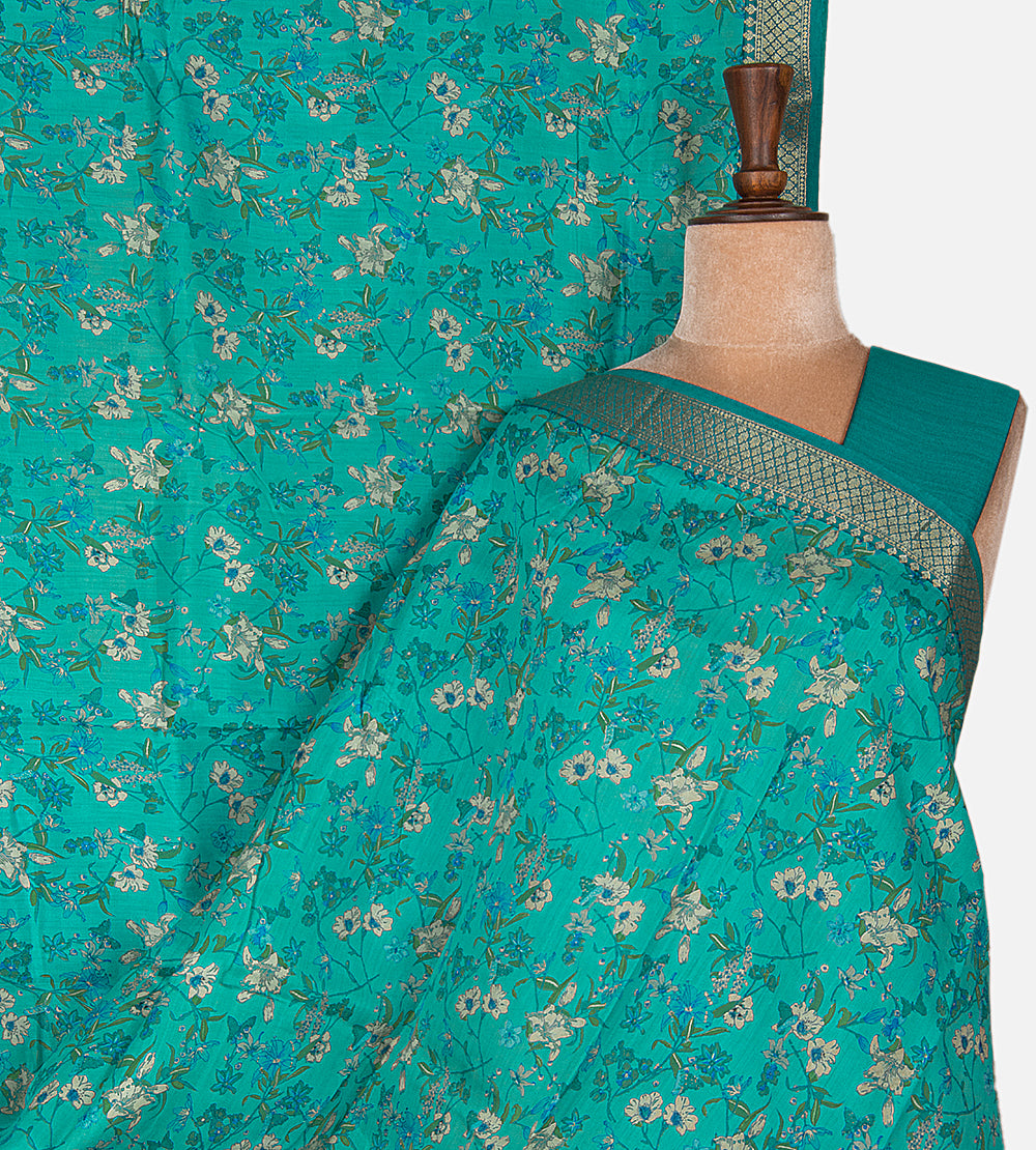 Deep Teal Chaniya Silk Saree