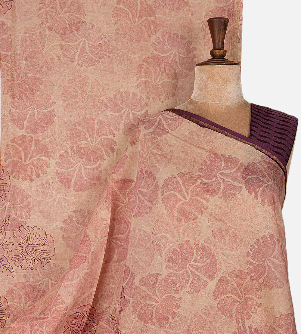 Beige Chanderi Cotton Saree