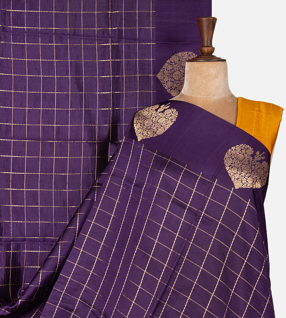 Purple Banarasi Kattan Silk Saree
