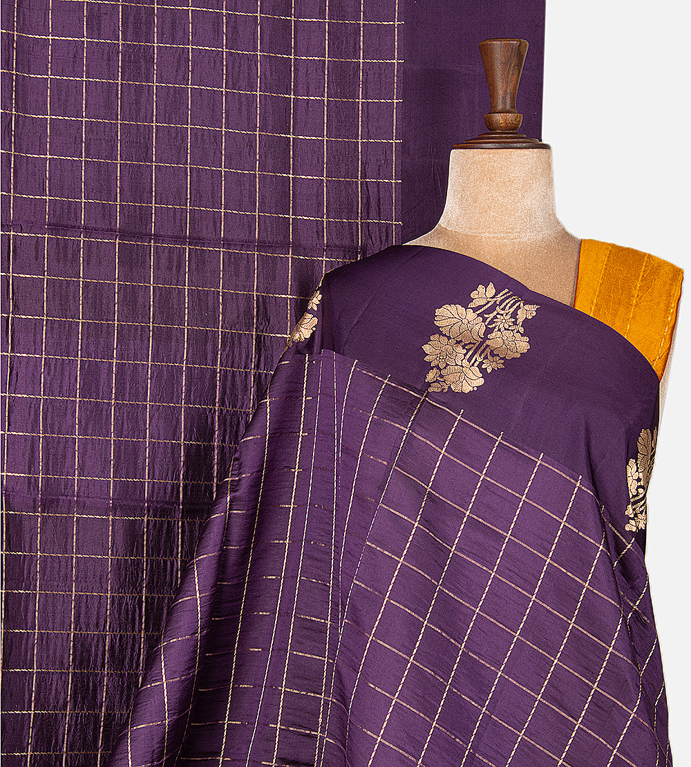 Purple Banarasi Kattan Silk Saree