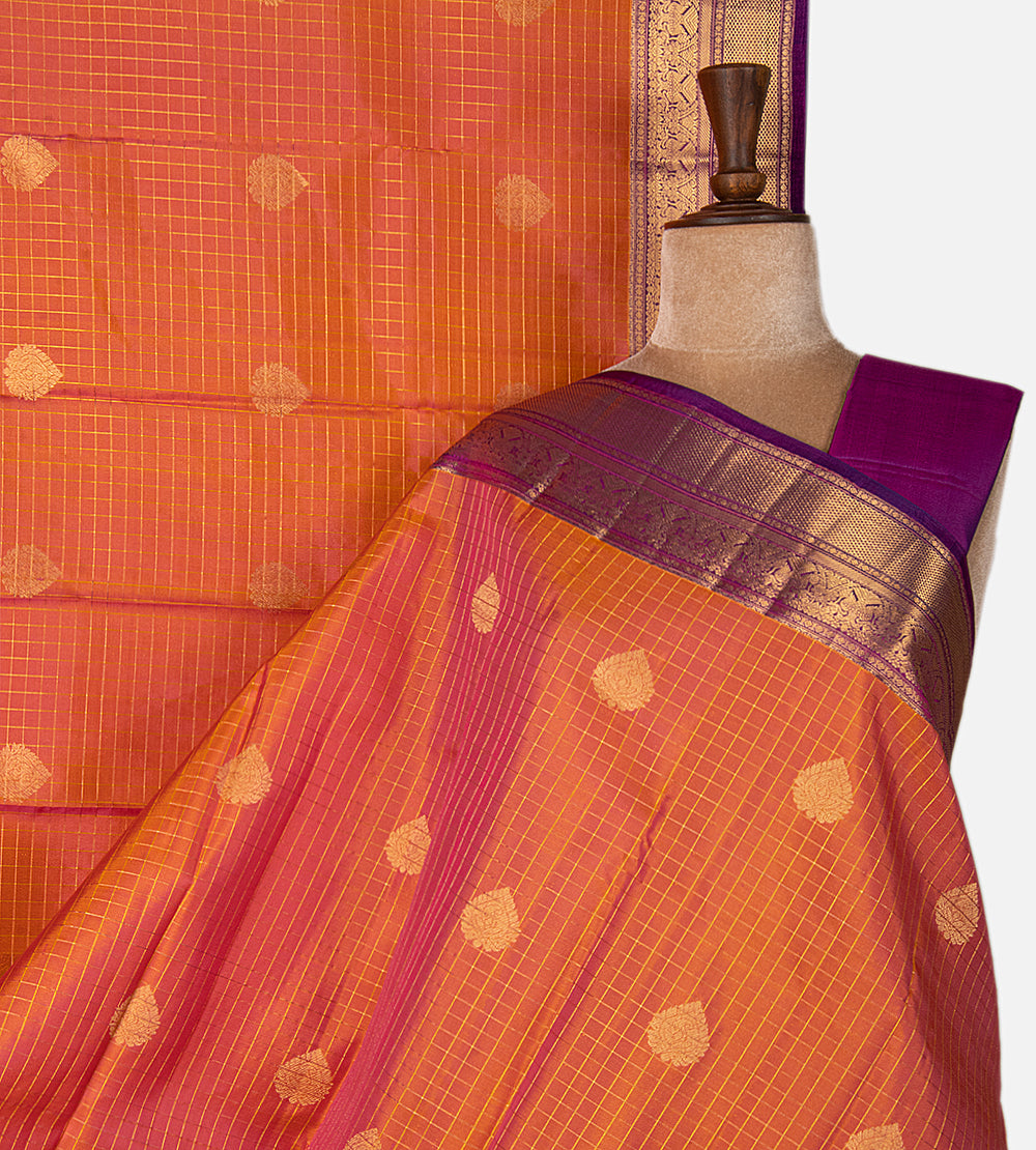 Pinkish Orange Soft Silk Saree