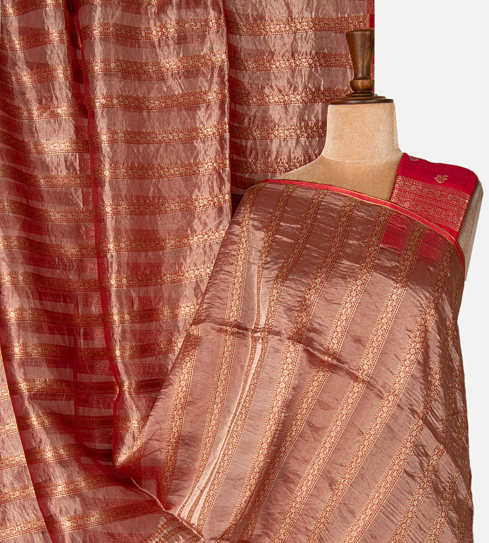 Rose Gold Tussar Organza Saree