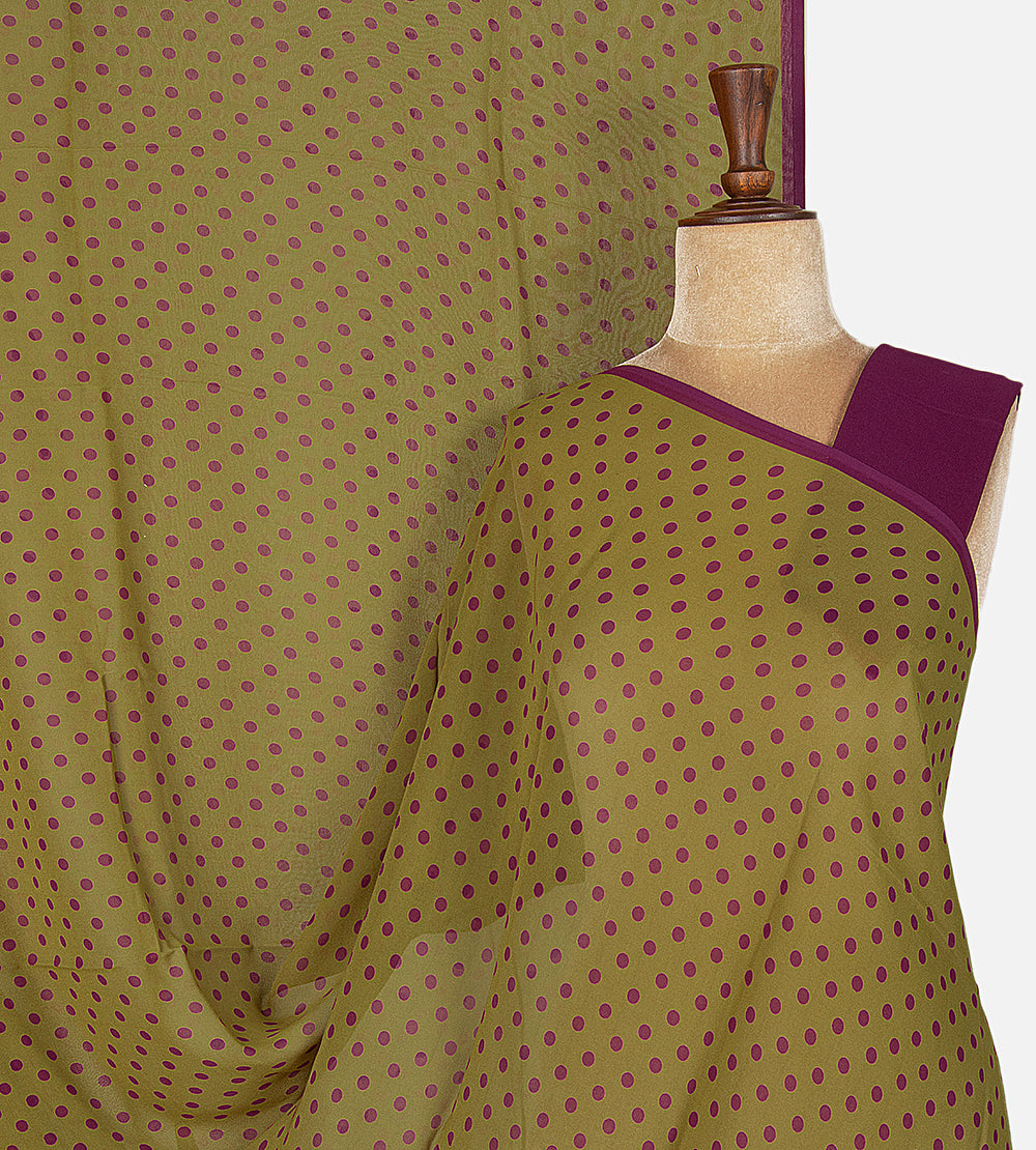 Green Printed Crepe Saree