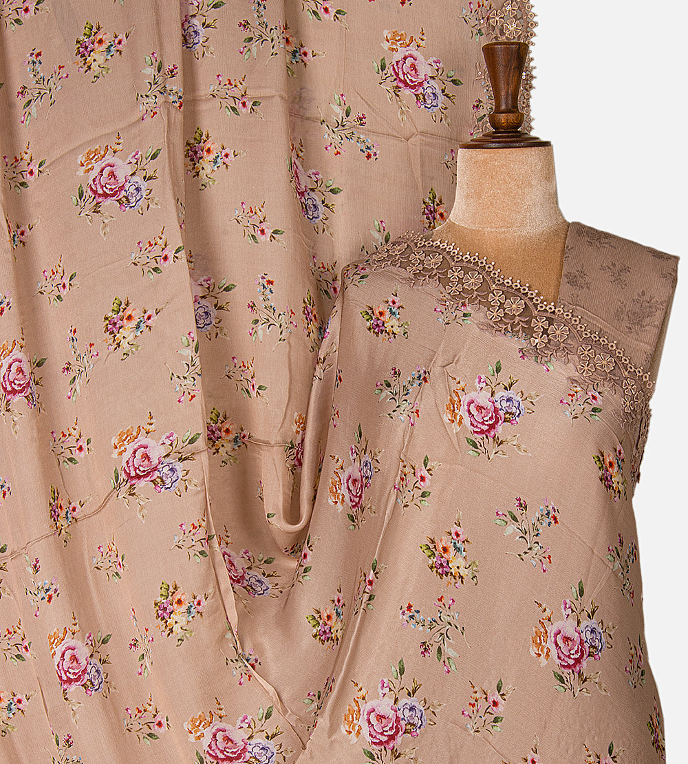 Muted Blush Beige Chiffon Saree