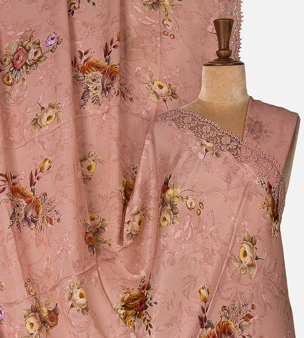 Dusty Rose Pink Chiffon Saree