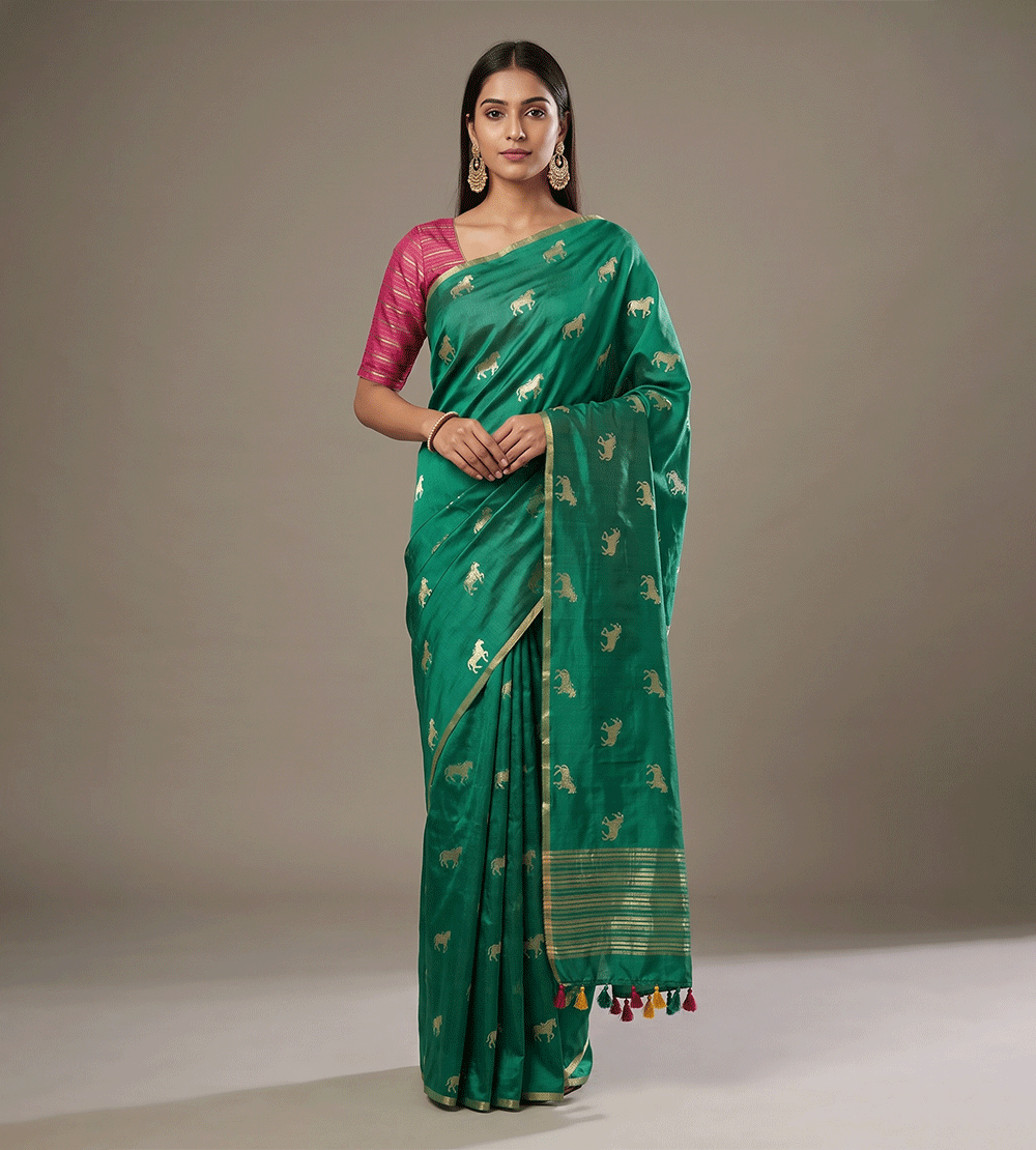 Green Chaniya Silk Saree