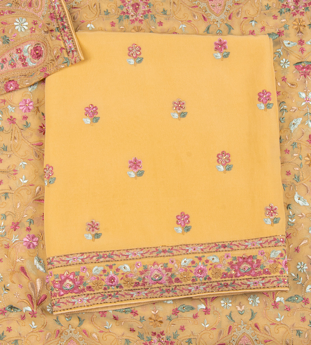 Yellow Banarasi Crepe Salwar