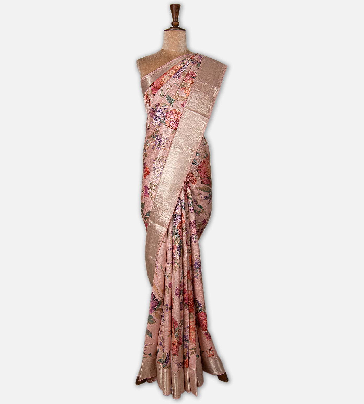 Light Peach Kanchipuram Silk Saree
