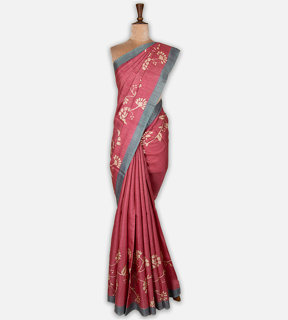 Pink Tussar Saree