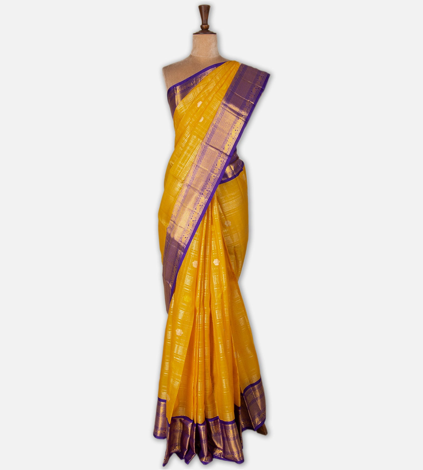 Yellow Kanchipuram Silk Saree